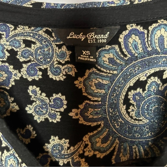 Lucky Brand shirt paisley print v-neck blue black size xs - Picture 3 of 10